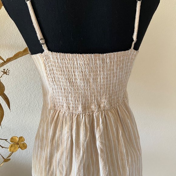 Hollister Babydoll Y2K Yellow & White Striped Cotton Mini Dress - Picture 4 of 8